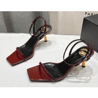 saint laurent patent Calf Leather 85mm Lee sandals burgundy 2025