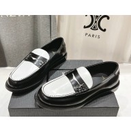 saint laurent LE LOAFER penny slippers in glazed leather black/white 2025