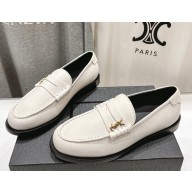 saint laurent LE LOAFER penny slippers in glazed leather white 2025