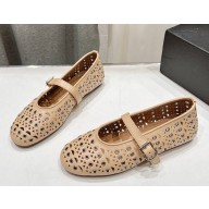 ALAÏA  Hollow leather ballet flats beige 2025