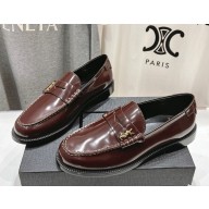 saint laurent LE LOAFER penny slippers in glazed leather DARK BORDEAUX 2025