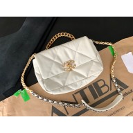 Chanel 19 Small Flap Bag AS1160 original goatskin white 2020 