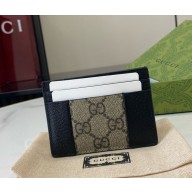 Gucci GG Supreme Card Holder 795486 Beige canvas and black leather 2024