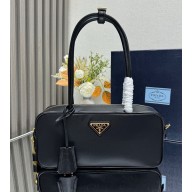 Prada Re-Nylon and leather small top-handle bag with padlock 1BB133 black 2024