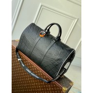 Louis Vuitton Keepall Bandoulière 50 Weekend Bag in Taurillon Calfskin M21382 Black 2023