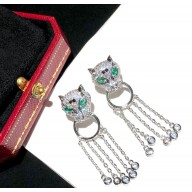 cartier crystals panther earrings with fringe silver 2021