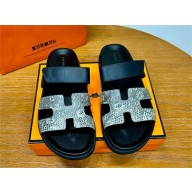 Hermes Chypre sandals in Natura lizard and calfskin ombre / noir 2024