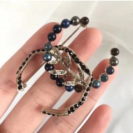 Chanel CC Tree Brooch with Beads Dark Blue 2018