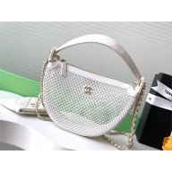 CHANEL WHITE Clutch With Chain IN Mesh, Shiny Lambskin & Gold-Tone Metal AP4573 2025SS