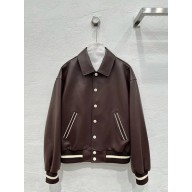 CELINE teddy jacket with shirt collar in soft lambskin BROWN / VANILLA 2025