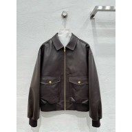 celine loose aviator blouson jacket in soft lambskin ebene 2025