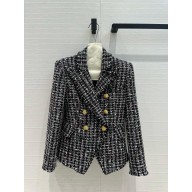 balmain tweed jacket with buttons black 2024 