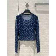 Marine Serre Women's blue Crescent Moon Mesh Top 2024 