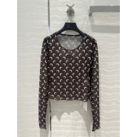 Marine Serre Women's black Crescent Moon Mesh Top 2024 