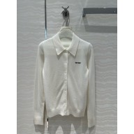 MIU MIU Cashmere Knit Logo Cardigan white 2024 