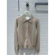 MIU MIU Cashmere Knit Logo Cardigan gray 2024