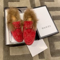 Gucci Princetown GG Velvet Fur Slipper rosy 2020