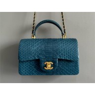 Chanel Mini Flap Bag with Top Handle in python leather AS2431 01 2024