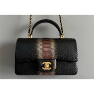 Chanel Mini Flap Bag with Top Handle in python leather AS2431 11 2024