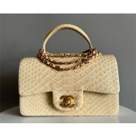 Chanel Mini Flap Bag with Top Handle in python leather AS2431 21 2024
