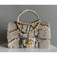 Chanel Mini Flap Bag with Top Handle in python leather AS2431 22 2024