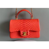 Chanel Mini Flap Bag with Top Handle in python leather AS2431 09 2024