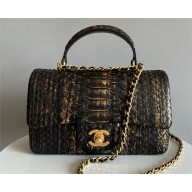 Chanel Mini Flap Bag with Top Handle in python leather AS2431 30 2024