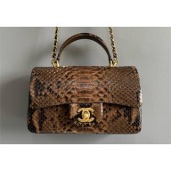 Chanel Mini Flap Bag with Top Handle in python leather AS2431 12 2024