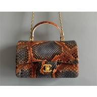 Chanel Mini Flap Bag with Top Handle in python leather AS2431 13 2024