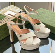 Gucci heel 15.5cm Women's platform sandal 746613 white 2023