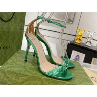 Gucci heel 10cm Women's heeled metallic sandal 551213 green 2023