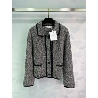 DIOR Black Wool-Blend Heathered Textured Knit JACKET 2024