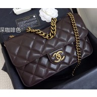 Chanel Smooth Calfskin Leather Flap Bag Dark Coffee With Vintage Hardware 