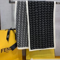 FENDI BLACK cashmere FF MOTIF SCARF 2022