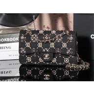 CHANEL PEARLS&BEADS 1112 BLACK TWEED MEDIUM FLAP BAG 2025