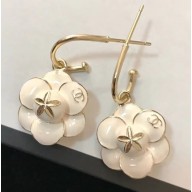 Chanel Camellia Bloom Earrings White/Silver 2018