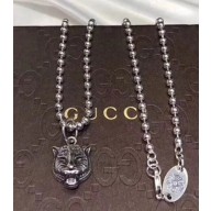 Gucci Necklace in Silver with Feline Head 433608 2018