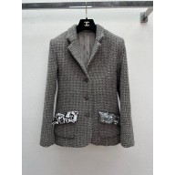 CHANEL gray wool tweed jacket 2024