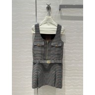 MIU MIU Checked dress SLATE GRAY 2024
