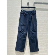 MIU MIU CORD CHINO PANTS NAVY BLUE 2024