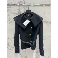 BALMAIN BLACK belted virgin wool jacket 2024