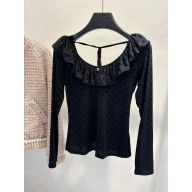 CHANEL black logo printed top 2024