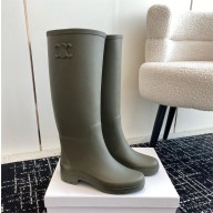 CELINE HIGH RAIN BOOTS in Natural Rubber khaki 2024