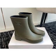CELINE MID RAIN BOOTS in Natural Rubber Khaki 2024