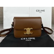 CELINE Teen Triomphe Bag in shiny calfskin GLAZED BROWN/GOLD 2024