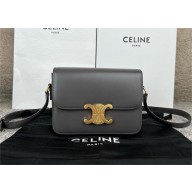 Celine Teen Triomphe Bag in shiny calfskin ANTHRACITE 2024