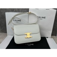 CELINE Classique Triomphe Bag in shiny calfskin WHITE/GOLD 2024