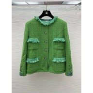 Chanel Embroidered Wool Tweed Green & Light Green Jacket P77746