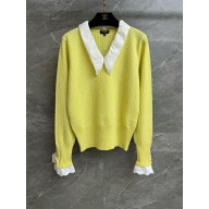 Chanel Cashmere Light Yellow & White Pullover P77538 2024