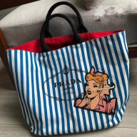 Prada Fabric Tote 1BG161 Blue